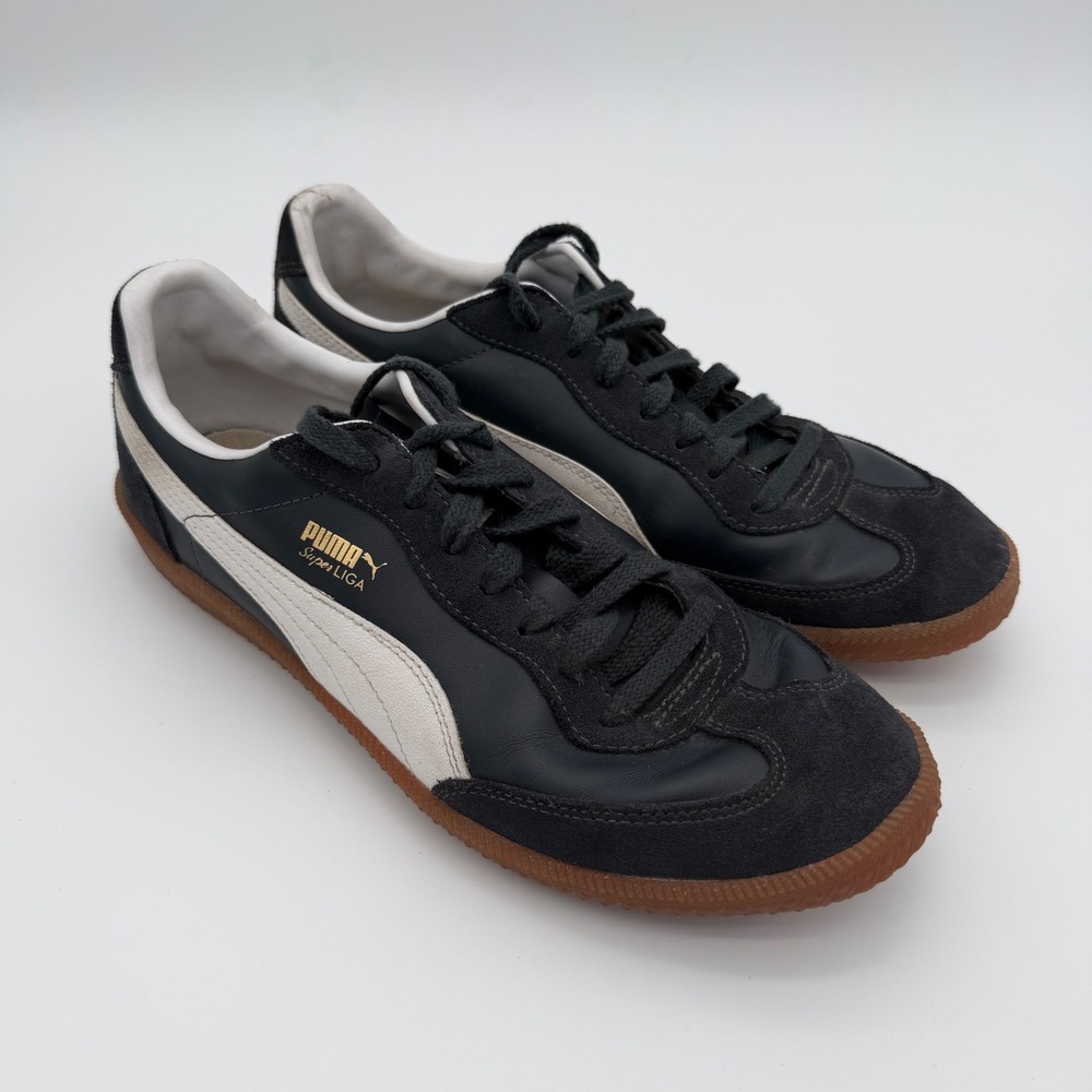 Puma Super Liga OG Retro Mens 12 Black White Gum Sneakers 356999-09